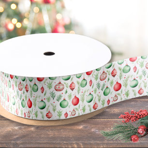 Ornaments Pattern Christmas Satin Ribbon