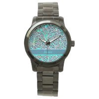 Ornaments patterns 3D effect blue, turquoise, gree