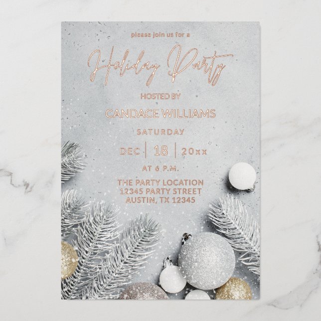 Ornaments & Pine Leaves Holiday Party (Front)