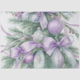 Ornaments Satin Ribbon Evergreen Purple Green Tissue Paper