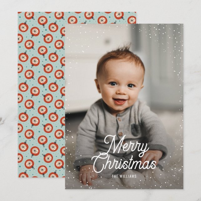 Ornaments Snow Photo Christmas Holiday Card (Front/Back)