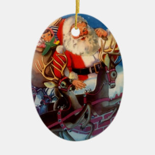 Ornaments Vintage rooftop Santa Claus Christmas