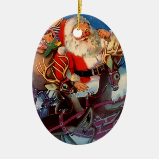 Ornaments Vintage rooftop Santa Claus Christmas (Front)