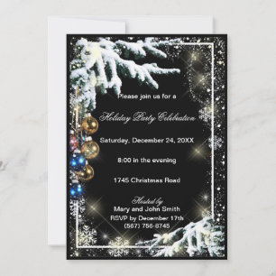 Ornaments Winter Pine Christmas Party Invitation