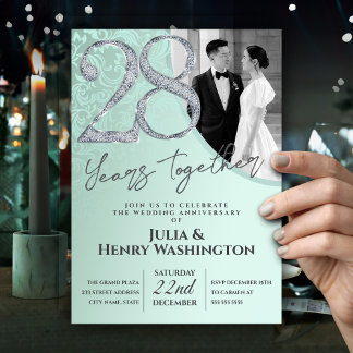 Ornate 28th Wedding Anniversary  Invitation