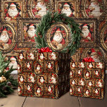 Ornate 3D Father Christmas  Wrapping Paper<br><div class="desc">The base of the wrapping paper is a deep, rich crimson, evoking a sense of warmth and festivity. Intricately embossed onto this crimson canvas are a multitude of ornate gold frames. These frames are not just any frames; they are works of art in themselves. Each frame is meticulously designed with...</div>