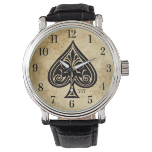 Ornate Ace of Spades Graphic Image Men's Watch