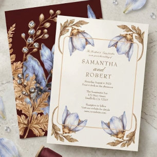 Ornate Antique Floral Winter Wedding Invitation
