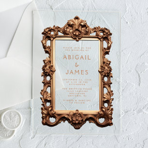 Ornate Antique Gold Frame Wedding Acrylic Invitations