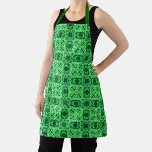 Ornate Arabesque Pattern - Emerald Green Apron