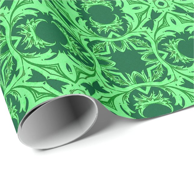 Ornate Arabesque Pattern - Emerald Green   Wrapping Paper (Roll Corner)