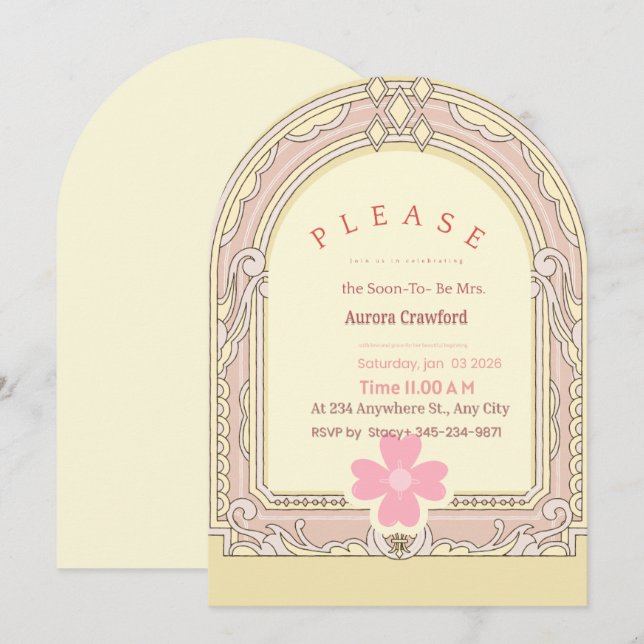 Ornate Architectural Arch Bridal Shower Invitation (Front/Back)