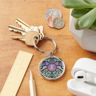 Ornate Art Deco Pattern Monogram Key Ring