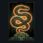 Ornate Art Deco Snake Serpent Gold Coil Poster<br><div class="desc">A mesmerizing coiled snake silhouette with glowing gold edges. Symmetrical Art Deco frame for a bold,  mystical,  and edgy look.</div>