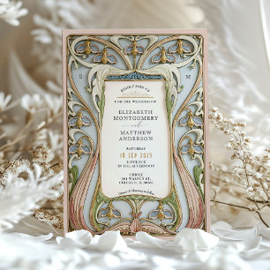 Ornate Art Nouveau Floral Wedding Invitation