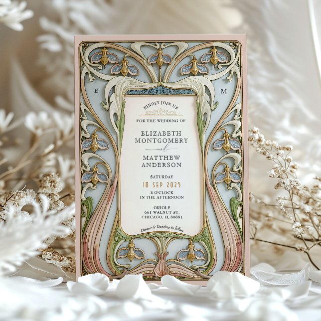 Ornate Art Nouveau Floral Wedding Invitation (Creator Uploaded)