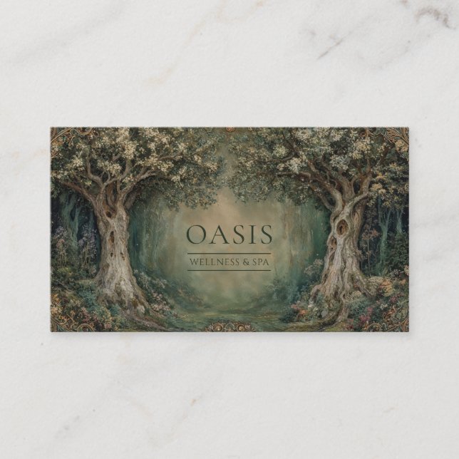 Ornate Art Nouveau Magical Woodland Business Card (Front)
