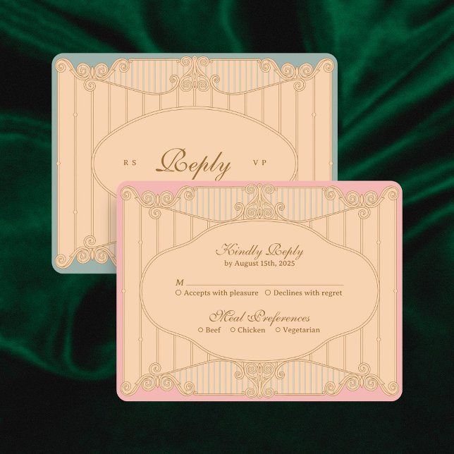 Ornate Art Nouveau Wedding RSVP Card (Creator Uploaded)