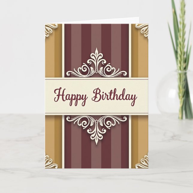 Ornate Banner Birthday Card (Front)