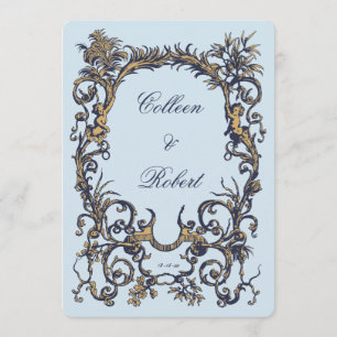 Ornate Baroque Antique c.1700s Design With Cherubs Invitation