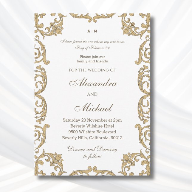 Ornate Baroque Bible Verse Christian Wedding   Invitation (Creator Uploaded)