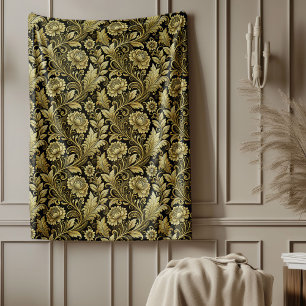 Ornate Baroque Blanket in Gold and Black Design
