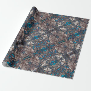 Ornate baroque floral pattern print wrapping paper