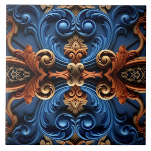Ornate Baroque Floral Symmetry Tile
