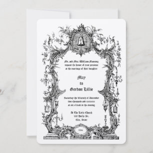 Ornate Baroque Rococo Style Frame & Wedding Bell Invitation