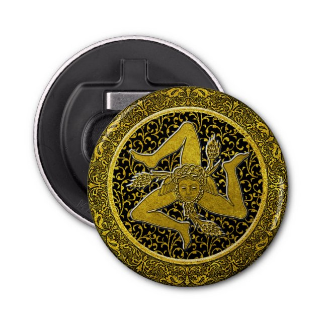 Ornate Baroque Sicilian Trinacria Bottle Opener (Front)