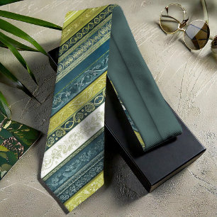 Ornate Baroque Stripes Green ID1095 Tie