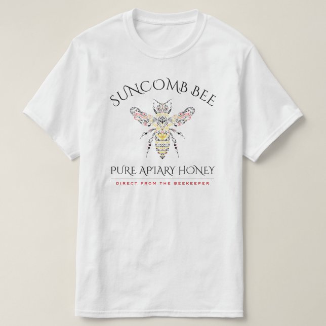 Ornate Bee Custom Honey Logo T-Shirt (Design Front)
