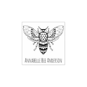 Ornate Bee Wood Art Stamp