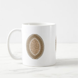 Ornate Beige Brown White Mandala Pattern Coffee Mug