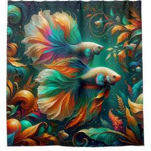 “Ornate Betta Fish Fantasy Art” Shower Curtain