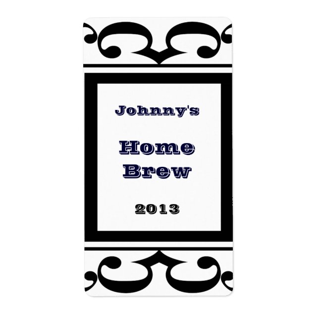 Ornate Black and White Beer Label (Front)