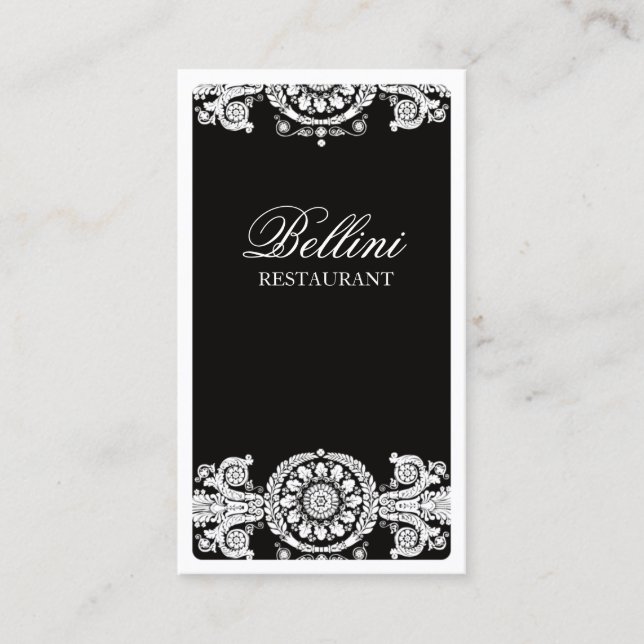 Ornate Black Design Business Card (Front)