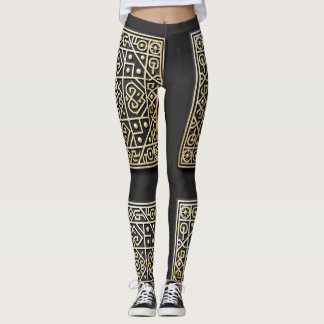 Ornate Black & Gold Baroque Leggings
