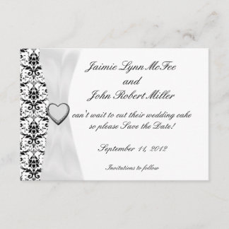 Ornate Black White Damask Save the Date Cards