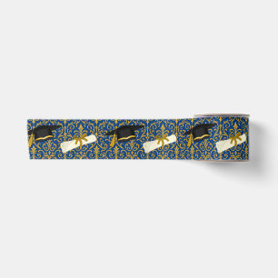 Ornate Blue and Gold Graduation Satin Ribbon