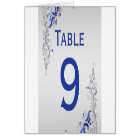 Ornate Blue and Silver Floral Swirls Table Numbers