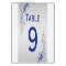 Ornate Blue and Silver Floral Swirls Table Numbers