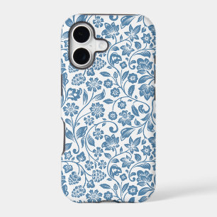 Ornate Blue and White Floral Vines Pattern