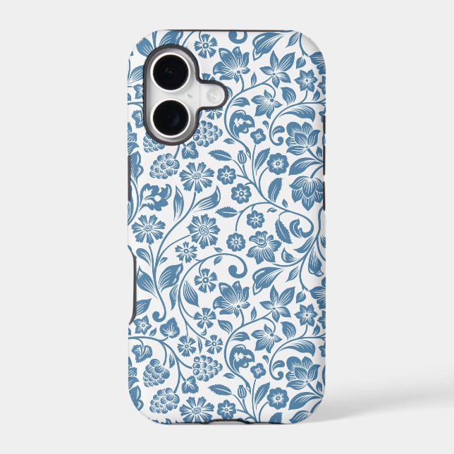 Ornate Blue and White Floral Vines Pattern (Back)