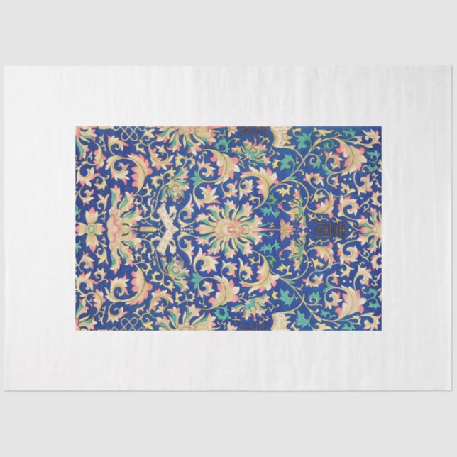 Ornate blue damask wallpaper tissue tissue paper (Front)