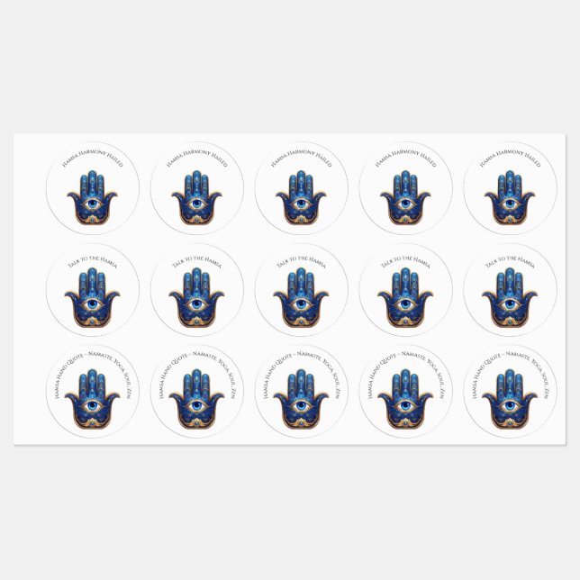 Ornate Blue Hamsa Hand with Evil Eye Symbol (Sheet)