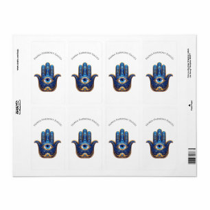 Ornate Blue Hamsa Hand with Evil Eye Symbol