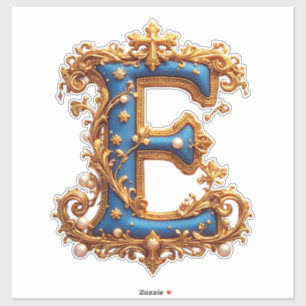 Ornate Blue Letter E