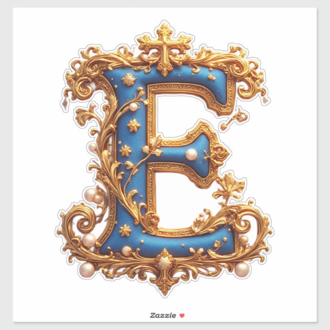 Ornate Blue Letter E (Sheet)