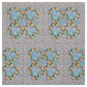 Ornate Blue Periwinkle Floral Classic Art Nouveau Fabric